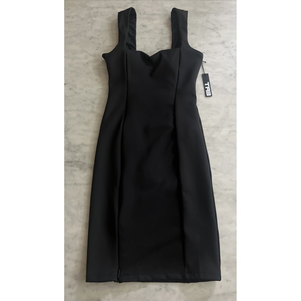 TA3 Black Square Neck Shaping Bodycon Pencil Midi Dress 2X XLong NWT